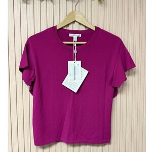 Max Mara Caimano Knit Fuchsia Flutter Sleeves Top Size XS